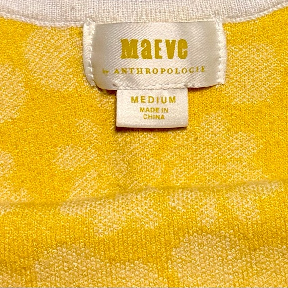 Anthropologie Maeve Yellow & White Floral Knit Top - Picture 3 of 3